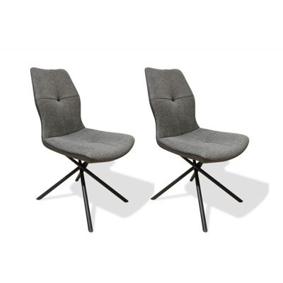 Lot de 2 chaises en tissu gris foncé et arrière en simili - MONTAINE