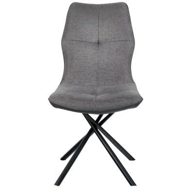 Lot de 2 chaises en tissu gris foncé et arrière en simili - MONTAINE