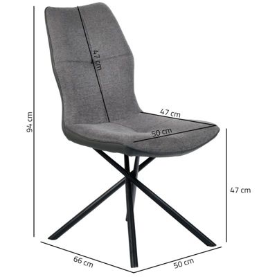 Lot de 2 chaises en tissu gris foncé et arrière en simili - MONTAINE