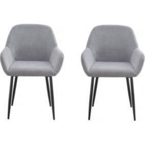 Lot de 2 chaises en tissu "Heline"  Gris