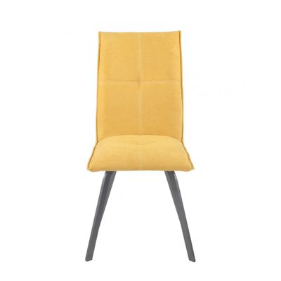 Lot de 2 chaises en tissu jaune avec piètement en métal - ARIA