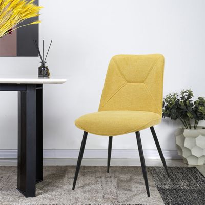 Lot de 2 chaises en tissu jaune et 4 pieds en métal noir - MELANIE