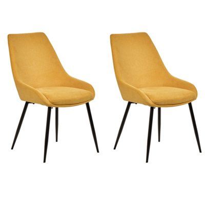 Lot de 2 chaises en tissu jaune et pieds fins en métal noir - JAZZY 2