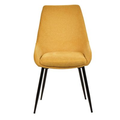 Lot de 2 chaises en tissu jaune et pieds fins en métal noir - JAZZY 2