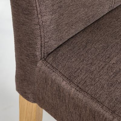 Lot de 2 chaises en tissu marron chiné et pieds chêne massif - FABIA