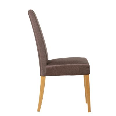 Lot de 2 chaises en tissu marron chiné et pieds chêne massif - FABIA