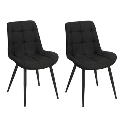 Lot de 2 chaises en tissu noir avec pieds en métal noir - JAELLE