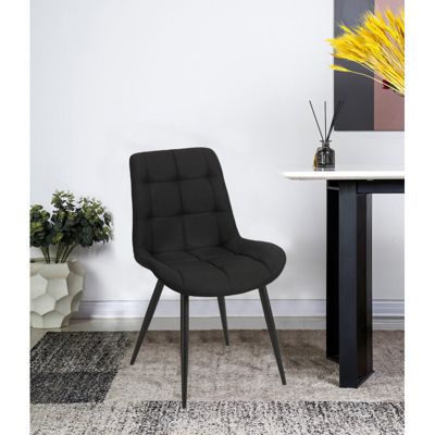 Lot de 2 chaises en tissu noir avec pieds en métal noir - JAELLE