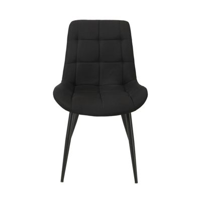 Lot de 2 chaises en tissu noir avec pieds en métal noir - JAELLE