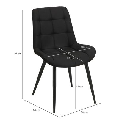 Lot de 2 chaises en tissu noir avec pieds en métal noir - JAELLE