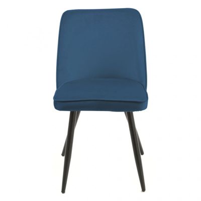 Lot de 2 chaises en velours bleu avec piètement en métal noir - TELLY