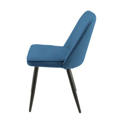 Lot de 2 chaises en velours bleu avec piètement en métal noir - TELLY