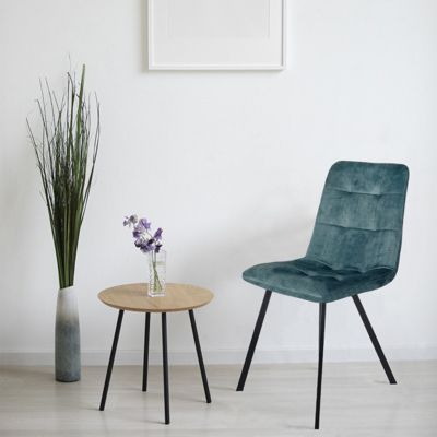 Lot de 2 chaises en velours bleu avec piètement métal noir - NAMI