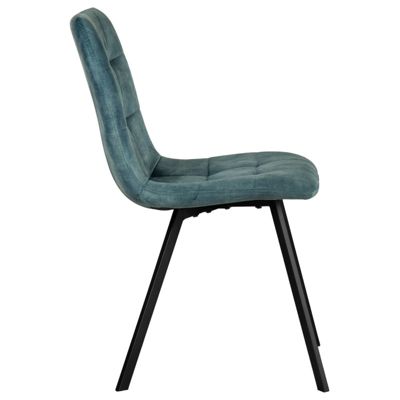 Lot de 2 chaises en velours bleu avec piètement métal noir - NAMI