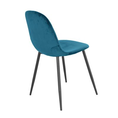 Lot de 2 chaises en velours bleu canard avec pieds métal noir - BIBA 2