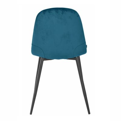 Lot de 2 chaises en velours bleu canard avec pieds métal noir - BIBA 2