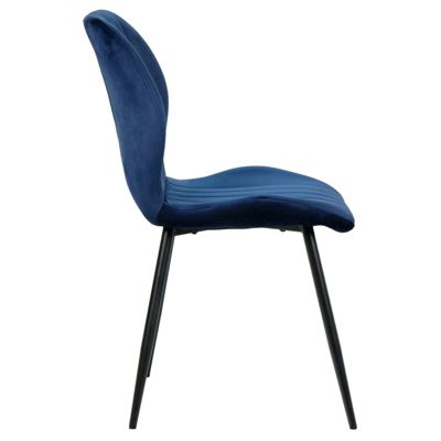 Lot de 2 chaises en velours bleu foncé avec pieds métal noir - EMILIO