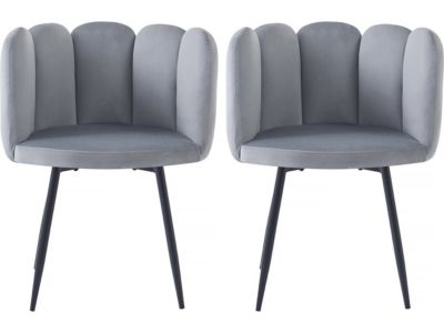 Lot de 2 chaises en velours "Capucine"  Gris