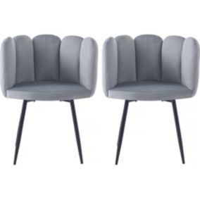 Lot de 2 chaises en velours "Capucine"  Gris