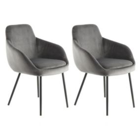 Lot de 2 Chaises en Velours "Cobain" 81cm Gris