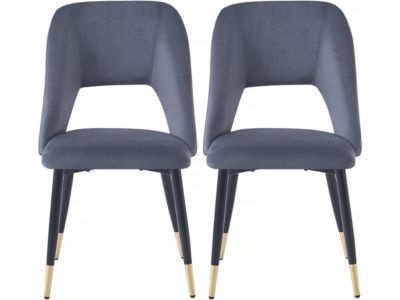 Lot de 2 chaises en velours "Coralie"  Gris