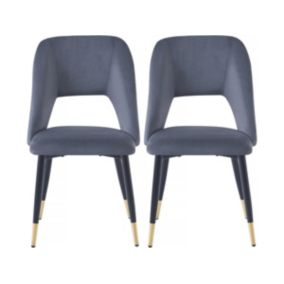 Lot de 2 chaises en velours "Coralie"  Gris