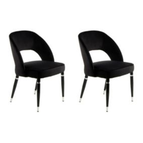 Lot de 2 Chaises en Velours "Courtney" 83cm Noir & Argent