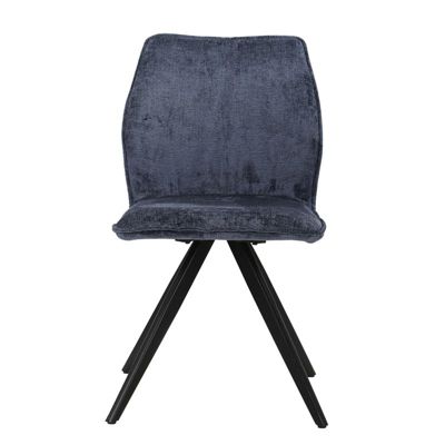 Lot de 2 chaises en velours doux bleu nuit pied métal noir - JAMES