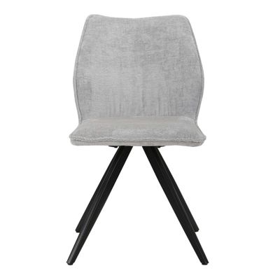 Lot de 2 chaises en velours doux gris pied croix métal noir - JAMES