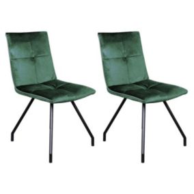 Lot de 2 Chaises en Velours "Eaden" 87cm Vert