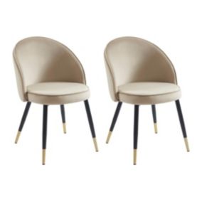 Lot de 2 chaises en velours et métal - Beige - MAYLINA