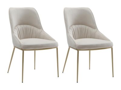 Lot de 2 chaises en velours et métal doré - Beige - DRINKA