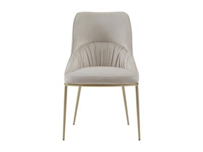 Lot de 2 chaises en velours et métal doré - Beige - DRINKA