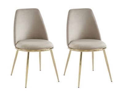 Lot de 2 chaises en velours et métal doré - Beige - NEBINA