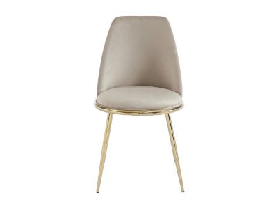 Lot de 2 chaises en velours et métal doré - Beige - NEBINA