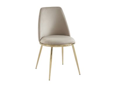 Lot de 2 chaises en velours et métal doré - Beige - NEBINA