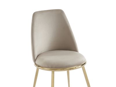 Lot de 2 chaises en velours et métal doré - Beige - NEBINA
