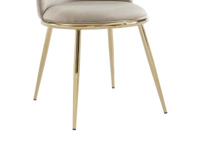 Lot de 2 chaises en velours et métal doré - Beige - NEBINA