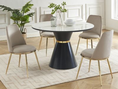 Lot de 2 chaises en velours et métal doré - Beige - NEBINA