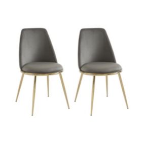 Lot de 2 chaises en velours et métal doré - Gris - NEBINA de Pascal MORABITO