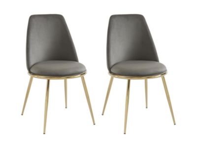 Lot de 2 chaises en velours et métal doré - Gris - NEBINA de Pascal MORABITO