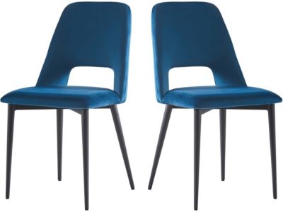 Lot de 2 Chaises en velours "Fedora"  Bleu foncé