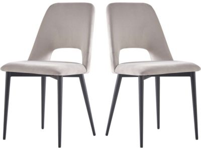 Lot de 2 chaises en velours "Fedora"  Gris clair