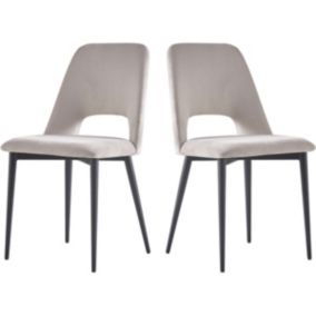 Lot de 2 chaises en velours "Fedora"  Gris clair