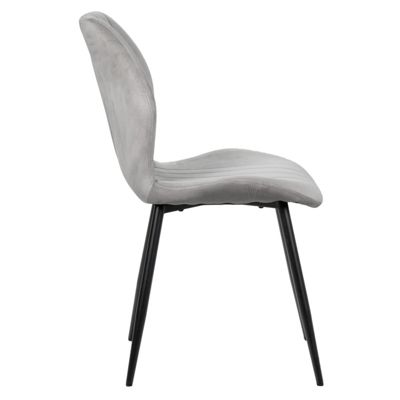 Lot de 2 chaises en velours gris clair avec pieds métal noir - EMILIO