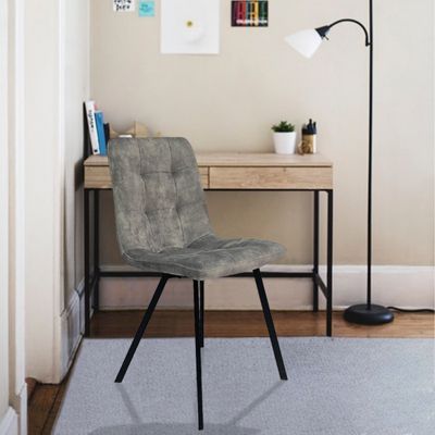 Lot de 2 chaises en velours gris clair et piètement métal noir - NAMI