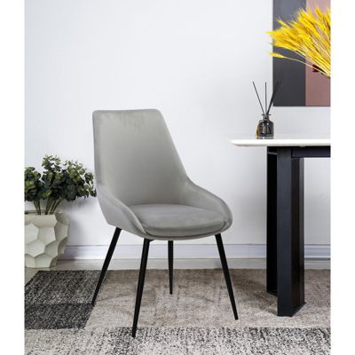 Lot de 2 chaises en velours gris et piètement en métal noir - JAZZY