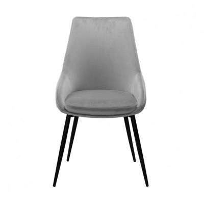 Lot de 2 chaises en velours gris et piètement en métal noir - JAZZY