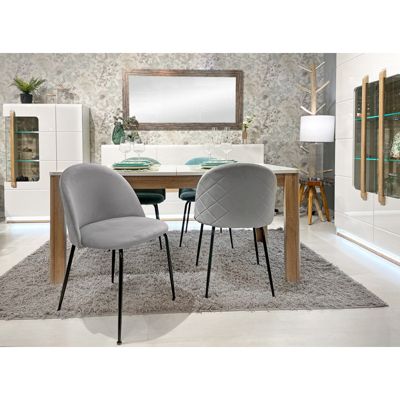 Lot de 2 chaises en velours gris et pieds métal noir - FARA