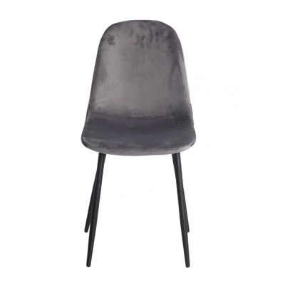 Lot de 2 chaises en velours gris foncé et pieds métal noir - BIBA